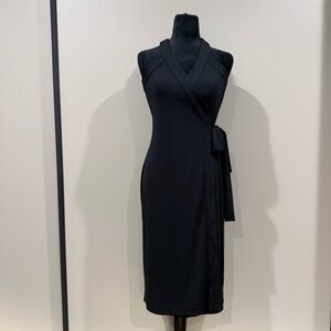 Ann Taylor Black Halter Wrap Midi Dress